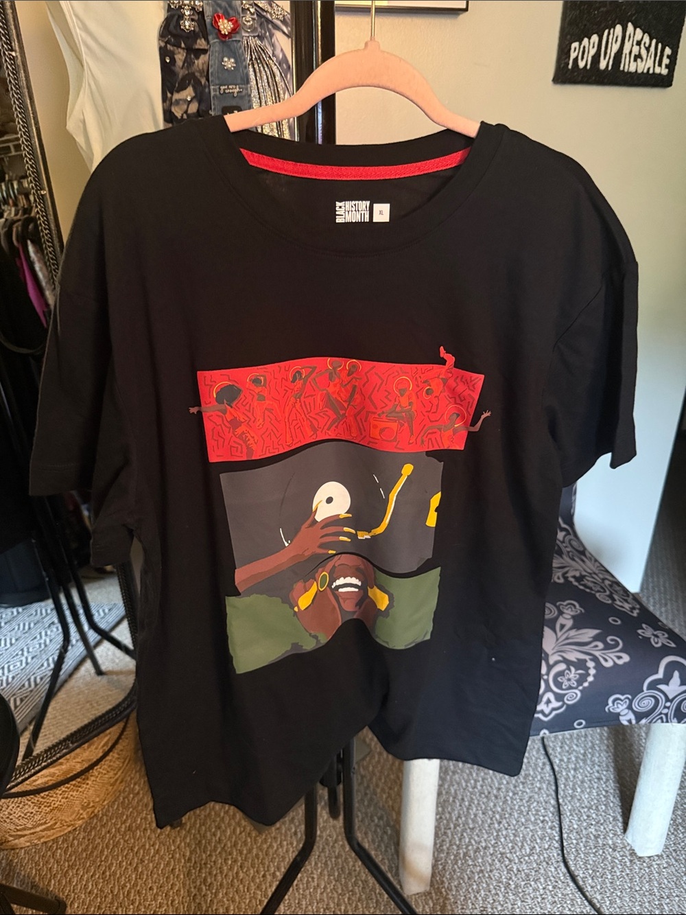 Men's Black Short-Sleeve Graphic Tee with Multicolor Artwork